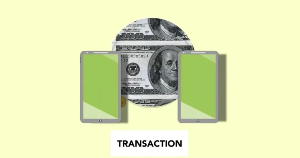 Illustration of money transfer between mobile banking apps