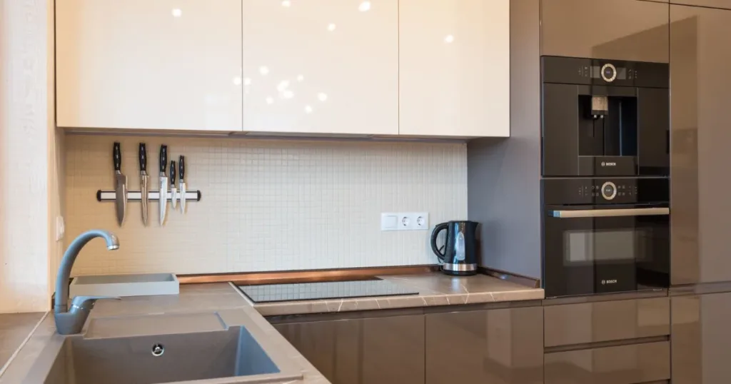 Home appliances arranged in a modern kitchen