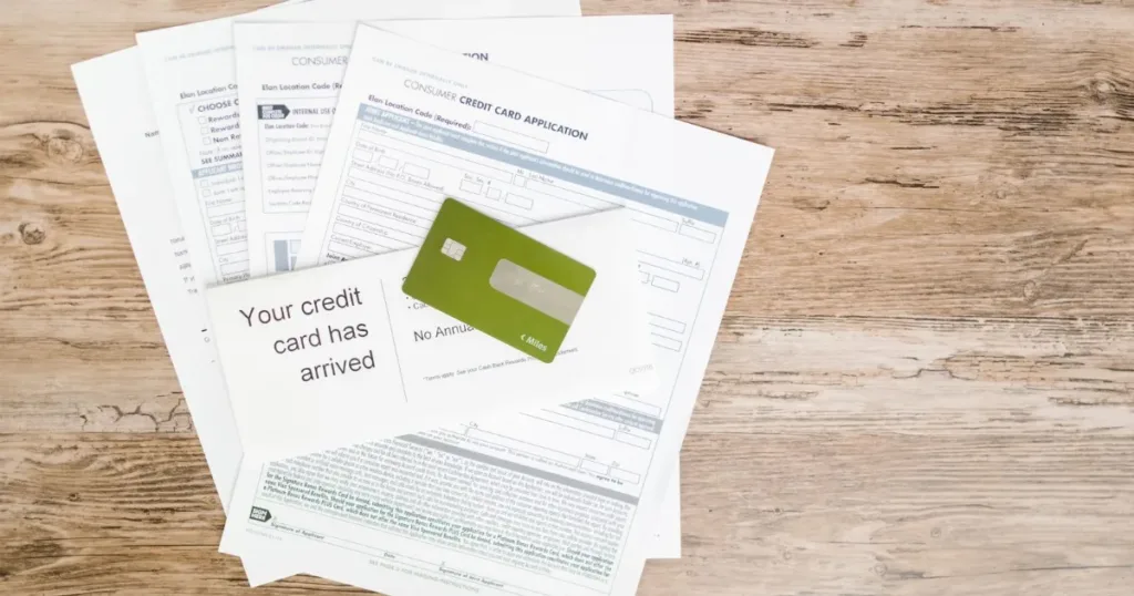 Stack of credit cards on a table
