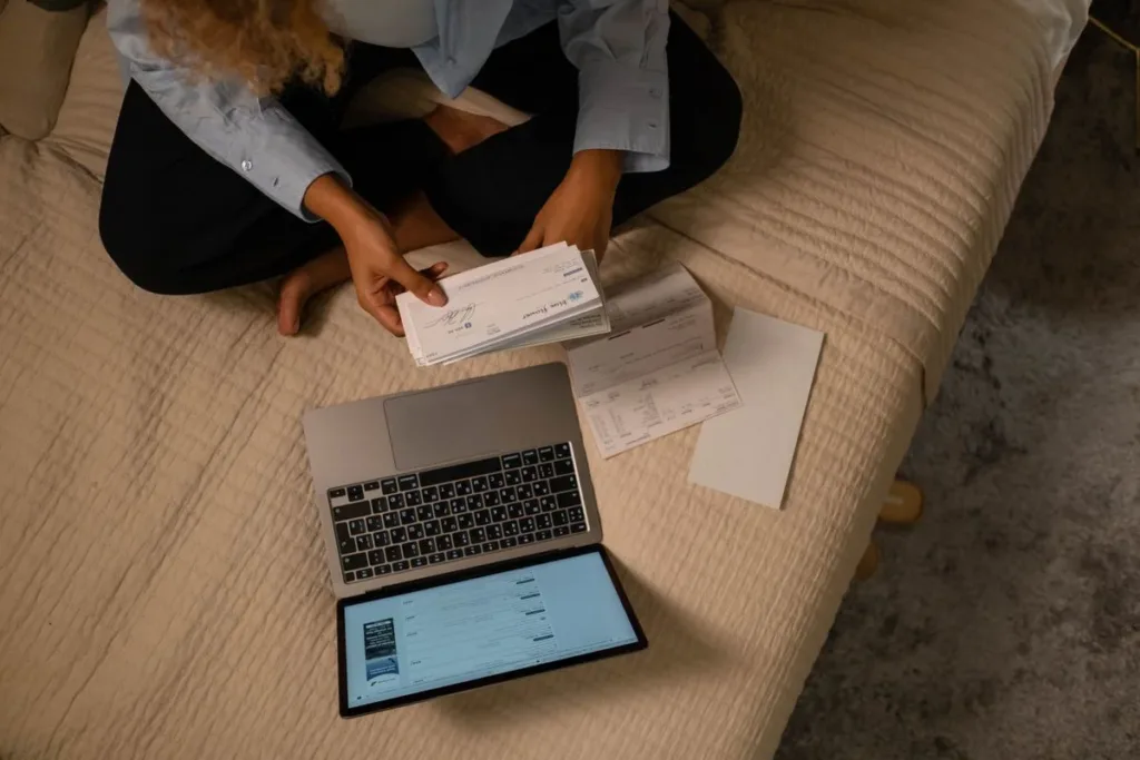 Person paying bills online
