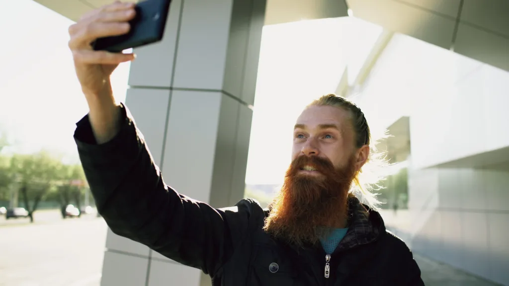 Person taking a selfie for identity verification