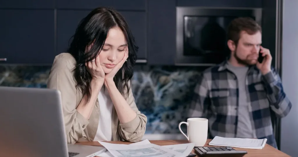 Person reviewing a document with a concerned expression