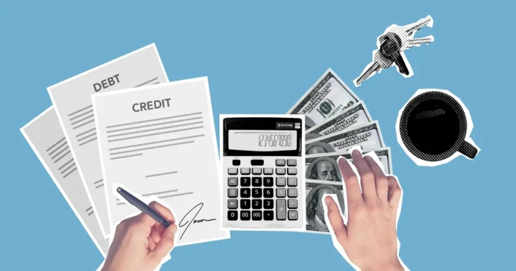 Financial documents and paperwork representing a loan versus card decision