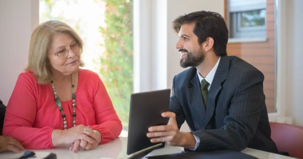 Financial advisor discussing options with a client