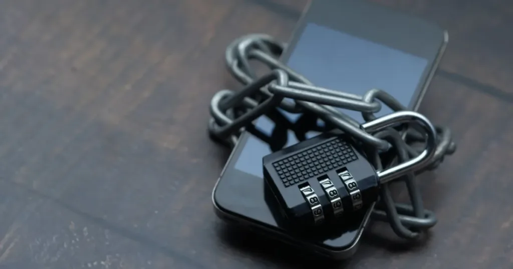 Smartphone with a security lock icon