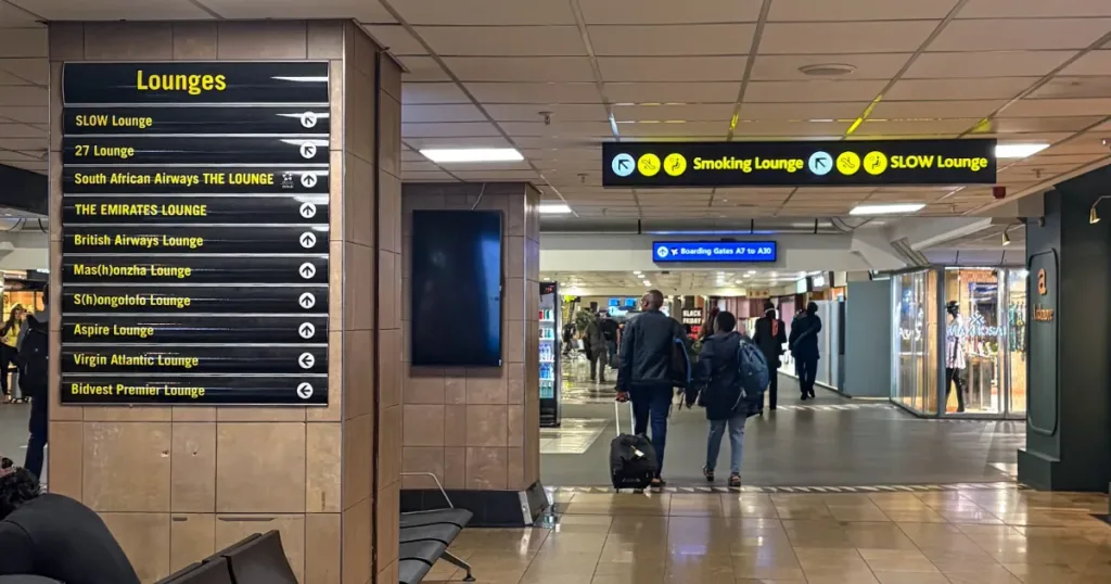 Traveller at an airport lounge